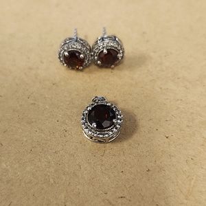 Garnet studs with pendant